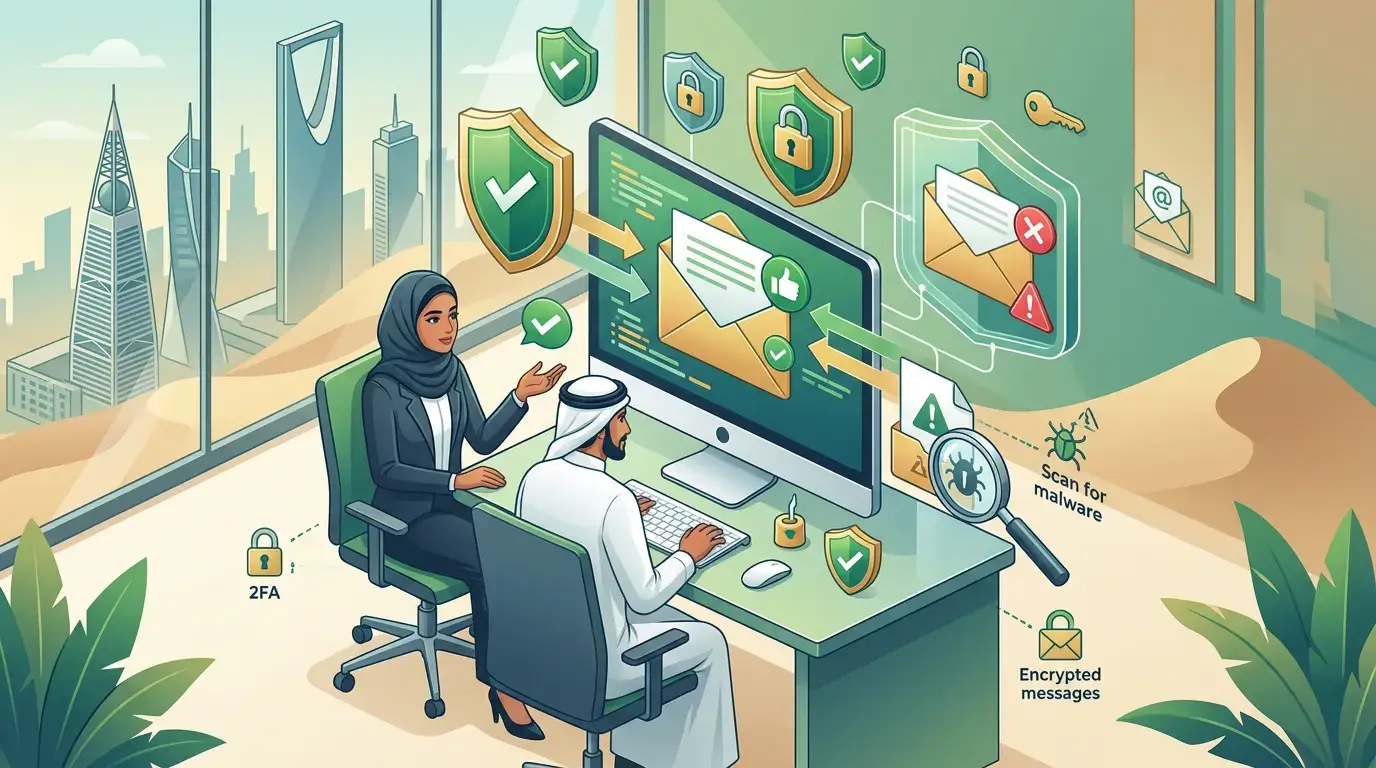Email security best practices helping Saudi businesses protect against phishing, malware, and business email compromise